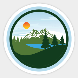 Mountains Circle Sticker